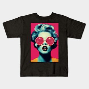 Pop Art Vintage Female Face Kids T-Shirt